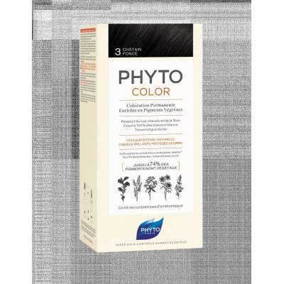 Phyto Color 3, barva na vlasy, tmavý kaštan