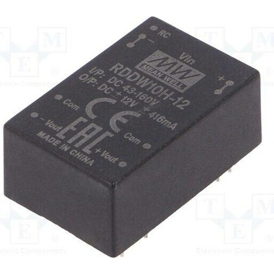 MEAN WELL RDDW10H-12 Měnič: DC/DC; 10W; Uvst: 43÷160VDC; Uvýst: 12VDC; Uvýst2: -12VDC