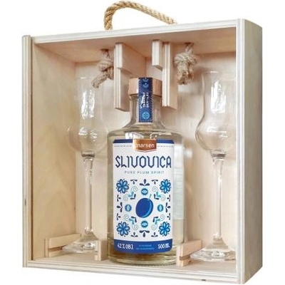 Marsen Traditional Slivovica 42% 0,5 l (darčekové balenie 2 pohare)