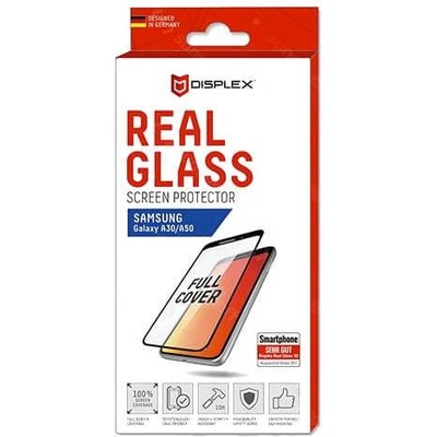 Displex Real Glass 10H Protector 3D Full Cover - калено стъклено защитно покритие за дисплея на Samsung Galaxy A30, A30s, A50, A50s (черен-прозрачен)