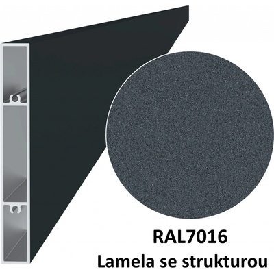 Hliníkový profil 120x16x6000 mm s povrchovou úpravou se strukturou, antracit RAL7016