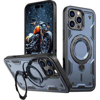 HQWear Hybrid Armor Trendy Case с MagSafe за iPhone 16 Pro - син (Hybrid Armor Trendy color matching MagSafe iPhone 16 Pro navy blue)