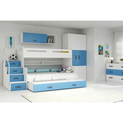 Interbeds Max 3 Poschodová + 3x matrace modro-biela