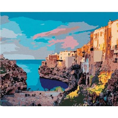 zuty Malování Podle Čísel Jarní Panorama Města Polignano 80 x 100 Cm Plátno