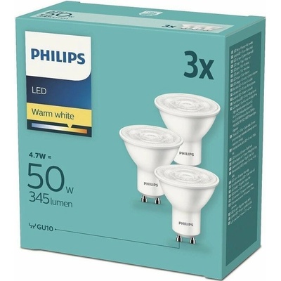 Philips LED 4,7 50W, GU10 2700 K, 3 ks 929003038633