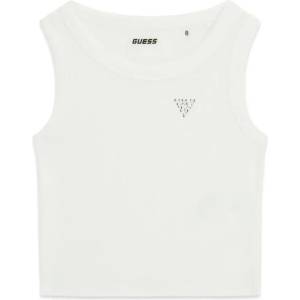 GUESS Бял потник рипс за момиче с кристално лого Guess