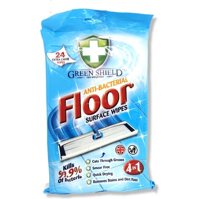 Green Shield мокри кърпи за почистване на подови повърхости, Антибактериални, 4в1, 24 броя