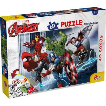 Lisciani Двулицев пъзел Lisciani за оцветяване от 60 части - Отмъстителите в действие (99696)
