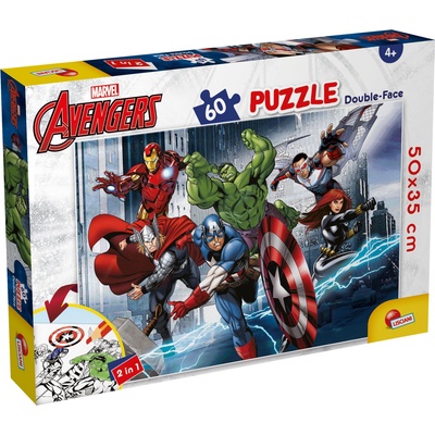 Lisciani Двулицев пъзел Lisciani за оцветяване от 60 части - Отмъстителите в действие (99696)