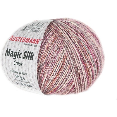 Austermann MAGIC SILK COLOR - 100% hedvábí - Ručně pletací příze Barva: 103 BEERE