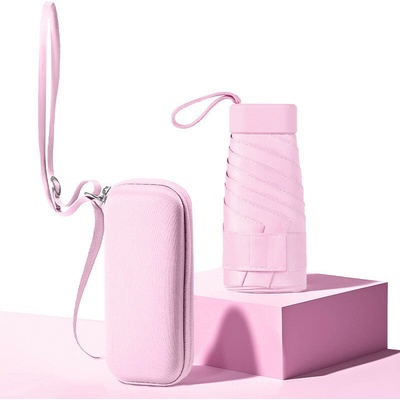 Skladací mini dáždnik do kabelky peach pink