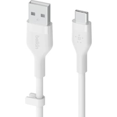 Кабел Belkin - Boost Charge, silicone, USB-A/USB-C, 2 m, бял (CAB008bt2MWH)