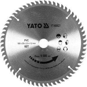 TOYA Диск за рязане на пластмаса YATO, Ф 185 x 20, T 60 (60627)