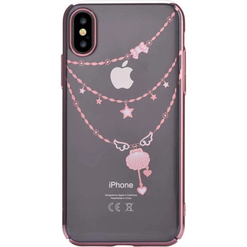 DEVIA Crystal Shell Case - поликрабонатов кейс за iPhone XS, iPhone X (с кристали Сваровски) (розово злато)