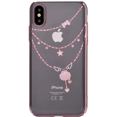 DEVIA Crystal Shell Case - поликрабонатов кейс за iPhone XS, iPhone X (с кристали Сваровски) (розово злато)
