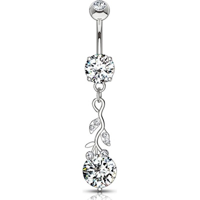 Šperky4U piercing do pupíku kytička čirá WP0014-C