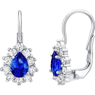 SILVEGO strieborné náušnice s modrým kameňom Swarovski Created Stones31866D