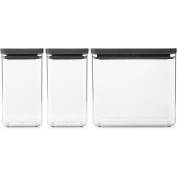 Brabantia Кутии за съхранение Brabantia Tasty+ Stackable 1008879, 2x1.6л+1x3.5л, Без BPA, Плътно затваряне, Тъмносив (1008879)
