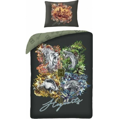 Halantex bavlna povlečení Harry Potter zelený HP-8093BL 140x200 70x90