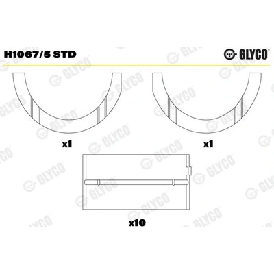 Hlavní ložiska klikového hřídele GLYCO H1067/5 STD