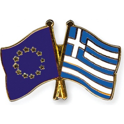 Odznak (pins) 22mm vlajka EU + Řecko - barevný