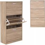 JUMI Шкаф за обувки от ПДЧ с фурнир 113x24x60 естествен 41240 (CM-316058)