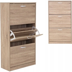 JUMI Шкаф за обувки от ПДЧ с фурнир 113x24x60 естествен 41240 (CM-316058)