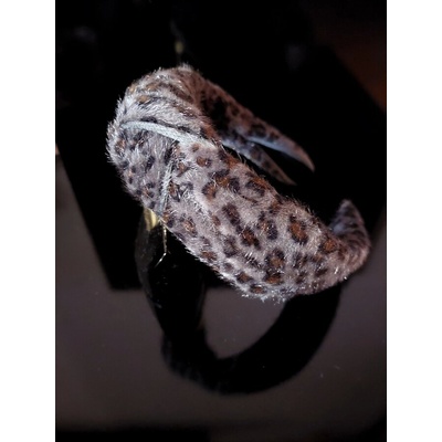 Radi handmade Леопардова диадема с възел със сив косъм (732)