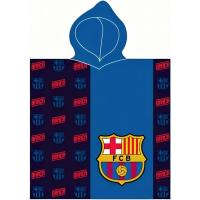 CurePink Dětský ručník pončo FC Barcelona znak 60 x 120 cm