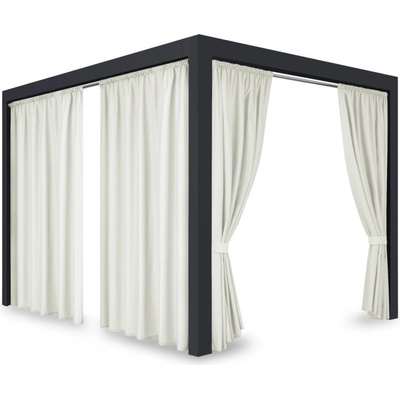 Záves so zavesením na tunel nepremokavý na terasu/altánok v krémovej farbe so stuhou na uviazanie Šírka 155 cm | Dĺžka 200 cm krémová