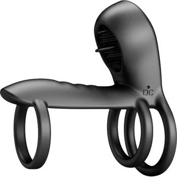 Image 1 of Pretty Love Jammy Cock Ring Vibrator with Clitoral Stimulator Black