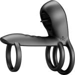 Pretty Love Jammy Cock Ring Vibrator with Clitoral Stimulator Black