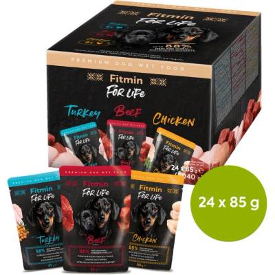 Dibaq Fitmin For Life Мултипак паучове за кучета 24 бр x 85 g
