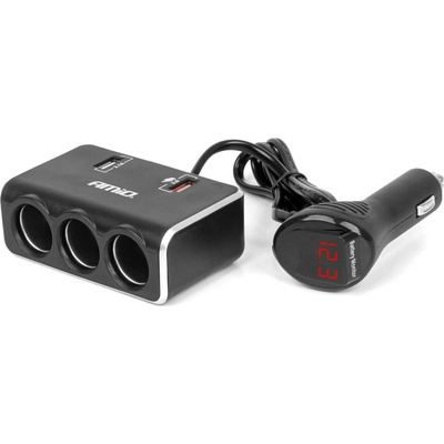 Rozdělovač zásuvky zapalovače s nabíječkou 2x USB-A QC3.0 12V 24V 120W 80cm AMIO-04364