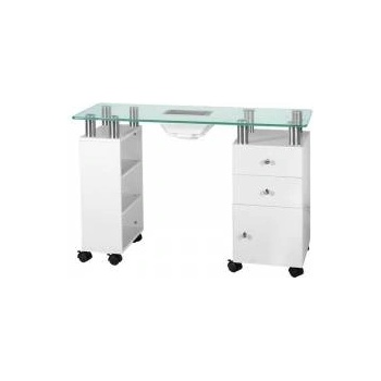 Activeshop Маса за маникюр, WNR, стъкло II, със стъклен плот и вградена прахосмукачка, 110x43x70 см