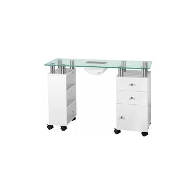 Activeshop Маса за маникюр, WNR, стъкло II, със стъклен плот и вградена прахосмукачка, 110x43x70 см