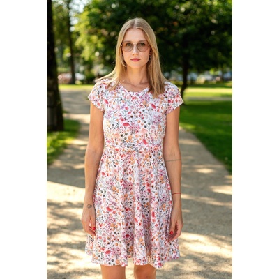 Jsem máma bavlněné kojicí šaty luční kvítí na krémové – Sleviste.cz