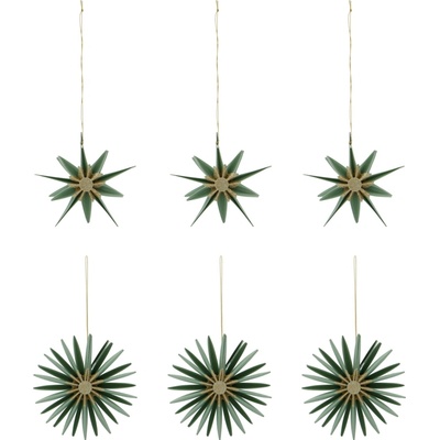 House Doctor Papierové ozdoby Stars Stari Green Champagne – set 6 ks