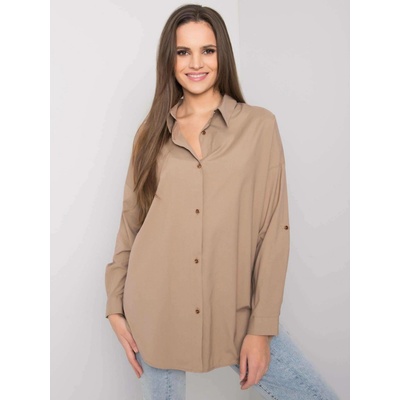 Basic dámská oversize košile s dlouhými rukávy em-ks-004.42 beige