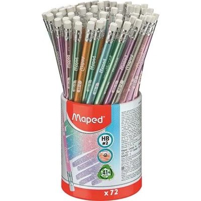 Maped Графитен молив с гума, моливник, HB, триъгълен, MAPED "BlackPeps Glitter Deco", смесени пастелни цветове 851805 (851805)