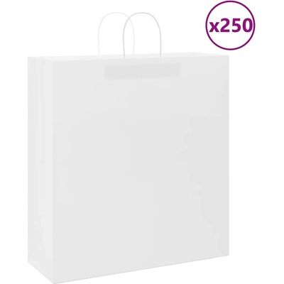 vidaXL Papírové tašky 250 ks s uchy bílé 45x17x48 cm