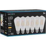 Mexen Vintis 6x LED филамент крушка E27, ST64, 4W, Топла - 2700K, 470 lm, прозрачна (L152-E27-0427-00x06)