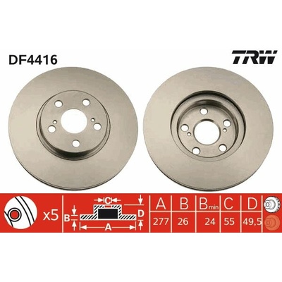 TRW Brzdový kotúč DF4416 sada 2 ks