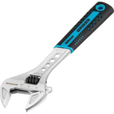 GROSS Регулируем ключ, 200 мм, CrV, двукомпонентна дръжка// Gross 15561 (15561)