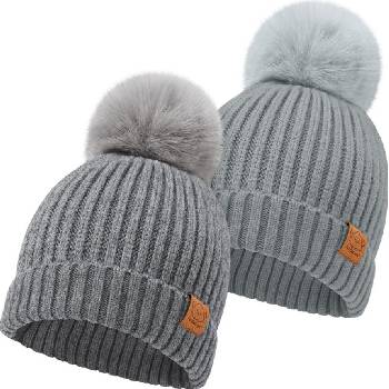 Image 1 of KeaBabies Зимна Детска Шапка 6-36М Сива 2 Броя Keababies
