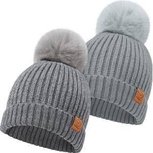 KeaBabies Зимна Детска Шапка 6-36м Сива 2 Броя Keababies