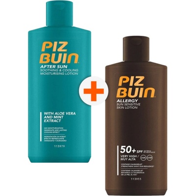 PIZ BUIN Комплект - Лосион за след слънце и Слънцезащитен лосион, SPF50+, 2 х 200 ml