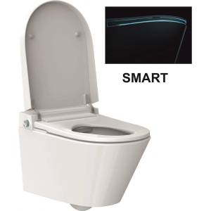 Inter Ceramic Конзолна тоалетна чиния ICC 5938 SMART, седалка и капак, порцелан, бял гланц, 59.3x43.3x38см (5938 SMART)