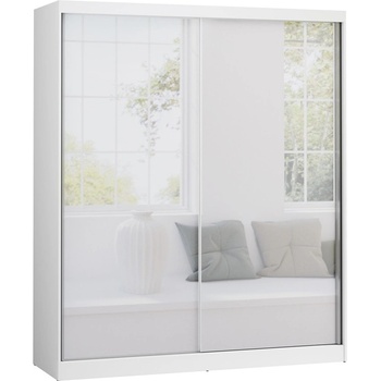 Helvetia Skriňa s posuvnými dverami 180 z zrkadlom London Lux 56 Biely/Zrkadlo