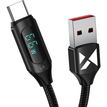 Wozinsky Кабел Wozinsky WUACC1, USB-A към USB-C, с дисплей, 66W, 6A, 1m, черен (WUACC1)